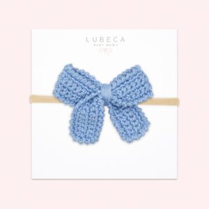 MINI BOWS TEJIDO A MANO MODELO SOFIA AZUL CELESTE