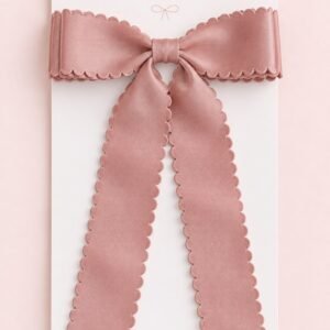Classic bows puntas largas listón festoneado palo de rosa